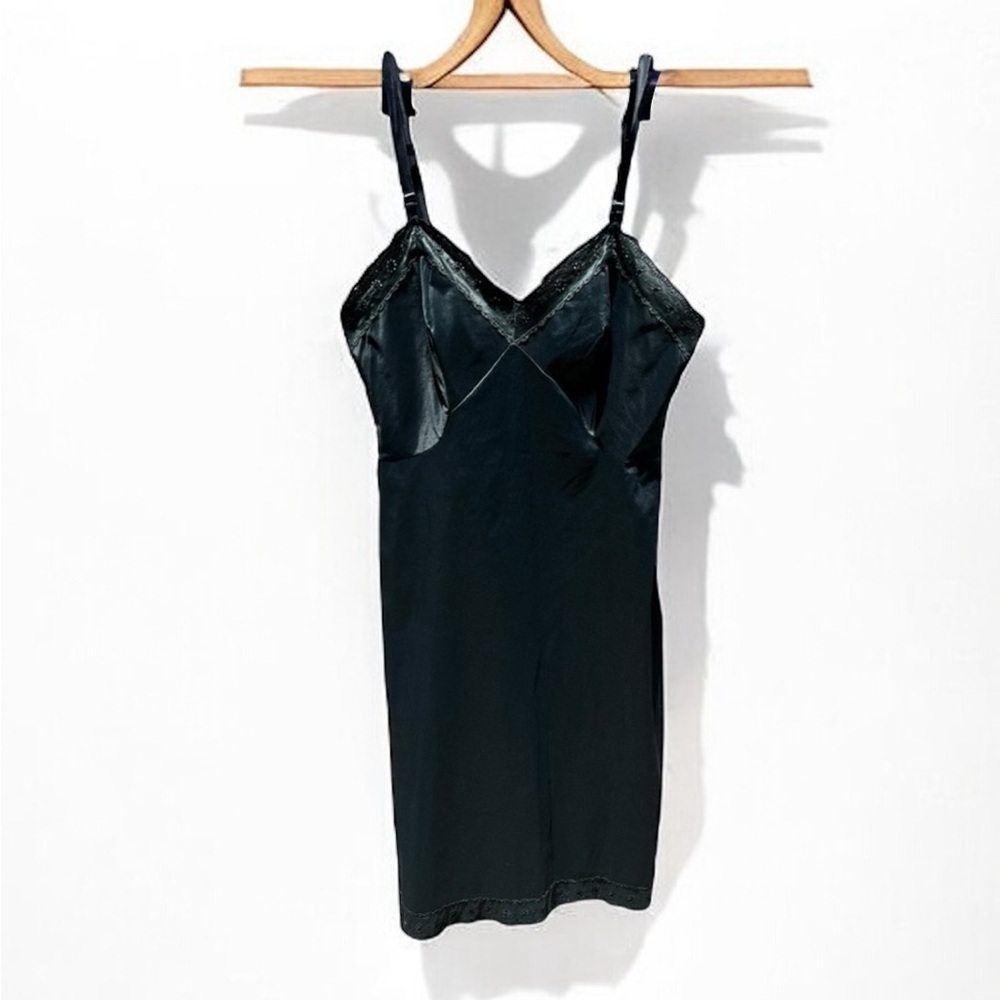 🌻VINTAGE 70's Stoneswear Black Slip Chemise Size 36